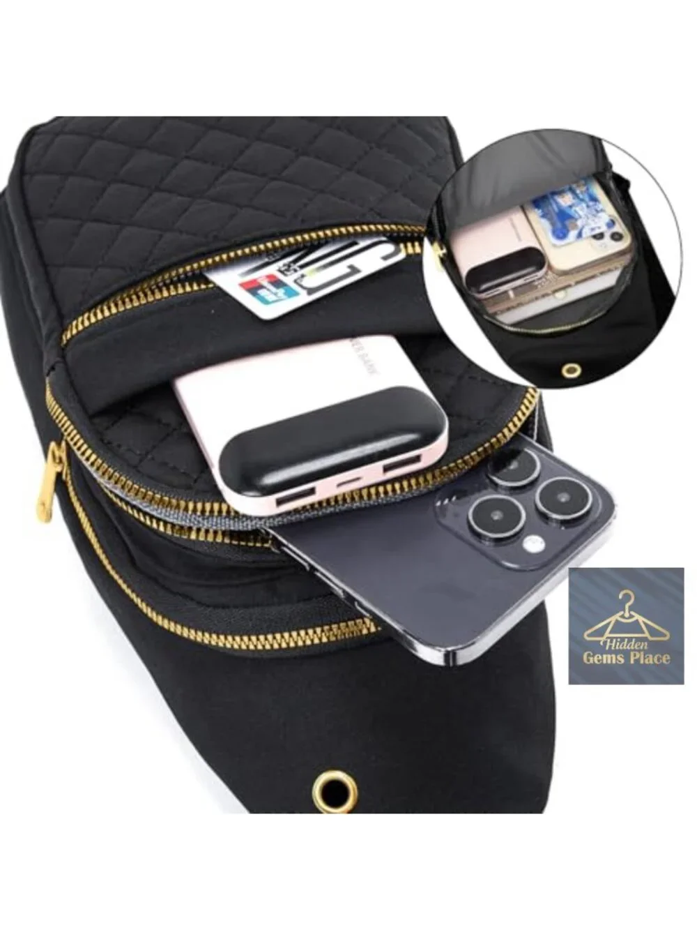 Small Nylon Crossbody Sling Bag with Adjustable Strap Multi-Pocket Lightweight